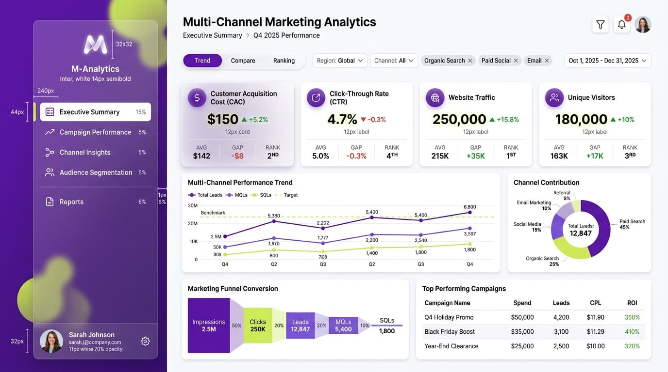 Dark navigation dashboard layout inspiration